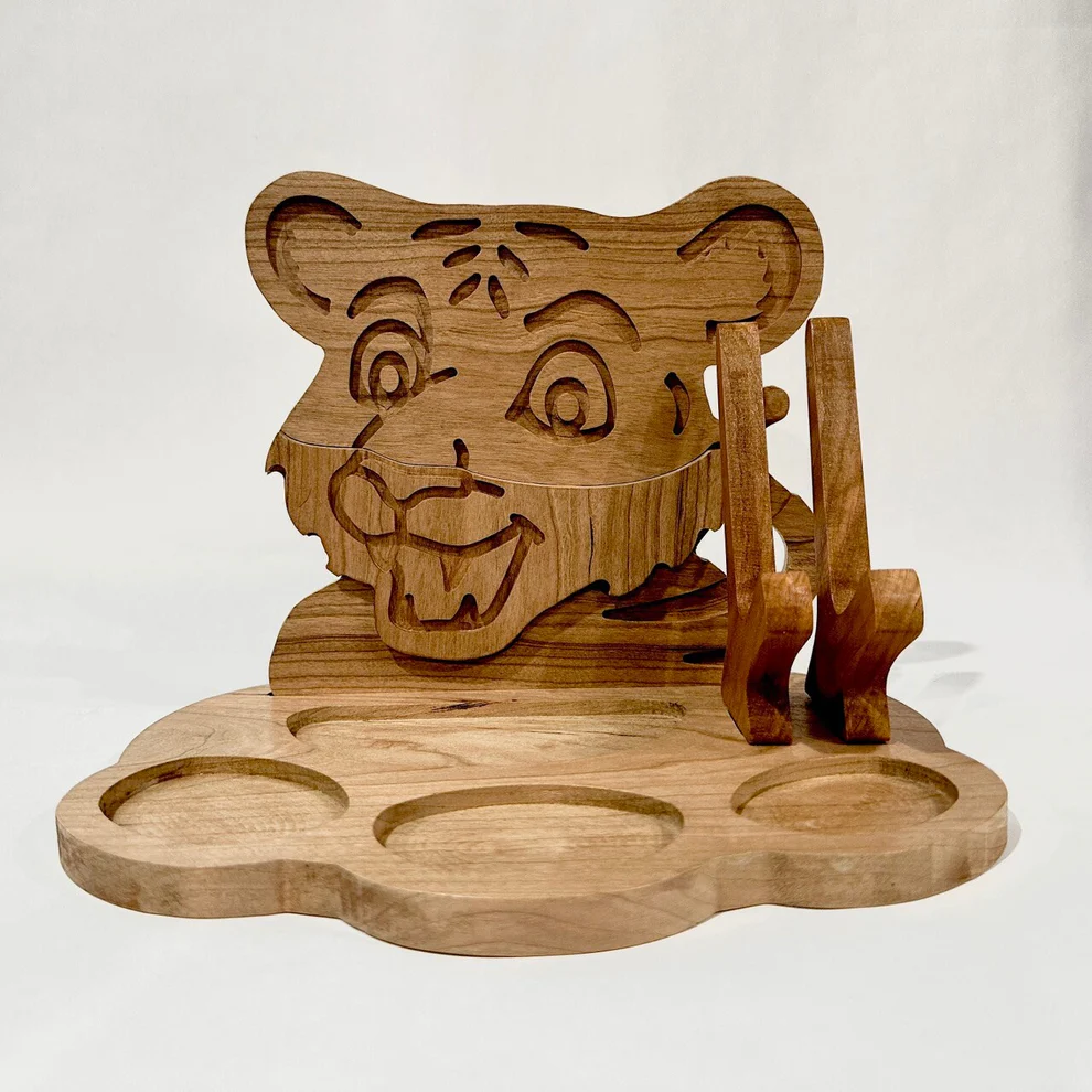 New Look Art Tiger Phone Holder Organizer Docking Station Custom Nightstand Dock Caddy Zodiac Animals Charging Station Accessories Stand - Image 3