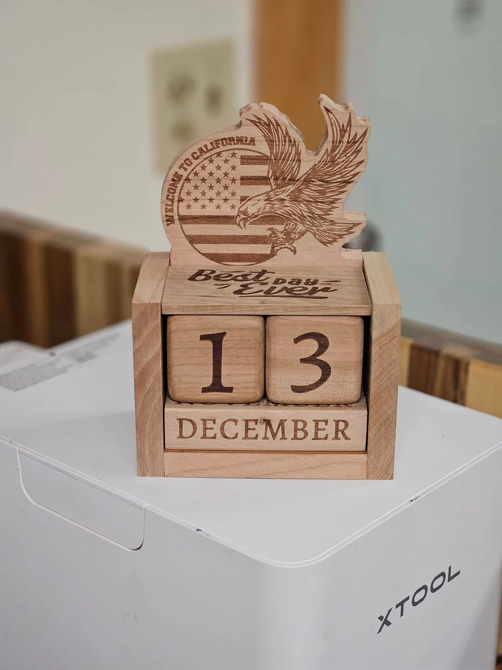 Wooden Calendar America Eagle