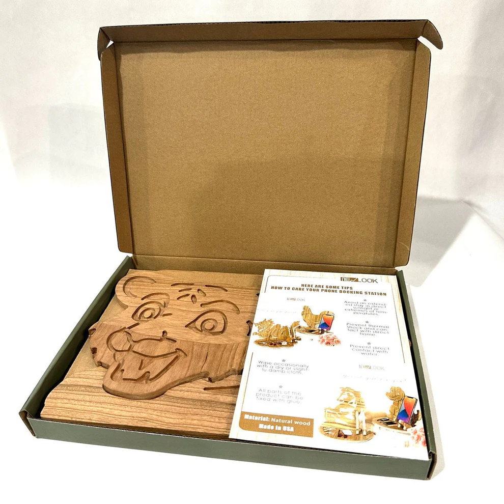 New Look Art Tiger Phone Holder Organizer Docking Station Custom Nightstand Dock Caddy Zodiac Animals Charging Station Accessories Stand - Image 2