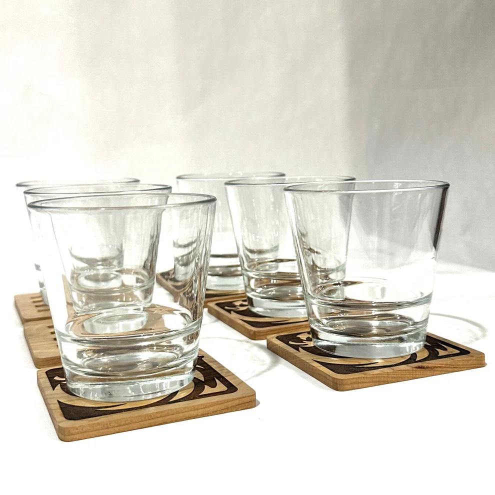 Set of 6 Dragon Coasters Set Square Unique Gifts Wood Coasters Gift Cup Drink Holder Table Top Protection Home Decor - Image 3